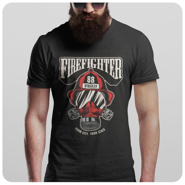 Personlig Firefighter Mask Fire Dept Helmet T Shirt (Skapare uppladdad)