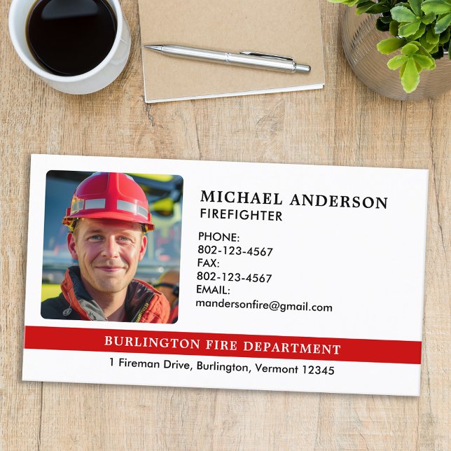 Personlig Firefighter Photo Fire Department Visitkort (Skapare uppladdad)