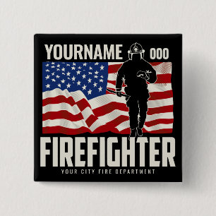 Personlig Firefighter Rädding USA flagga Patrioti Knapp