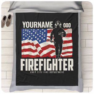 Personlig Firefighter Rädding USA flagga Patriotic Fleecefilt