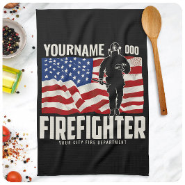 Personlig Firefighter Rädding USA flagga Patriotic Kökshandduk
