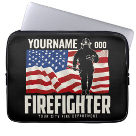 Personlig Firefighter Rädding USA flagga Patriotic Laptop Fodral