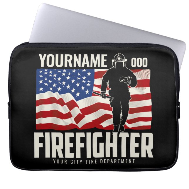 Personlig Firefighter Rädding USA flagga Patriotic Laptop Fodral (Framsidan)