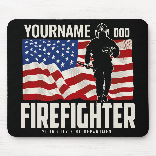 Personlig Firefighter Rädding USA flagga Patriotic Musmatta (Framsidan)