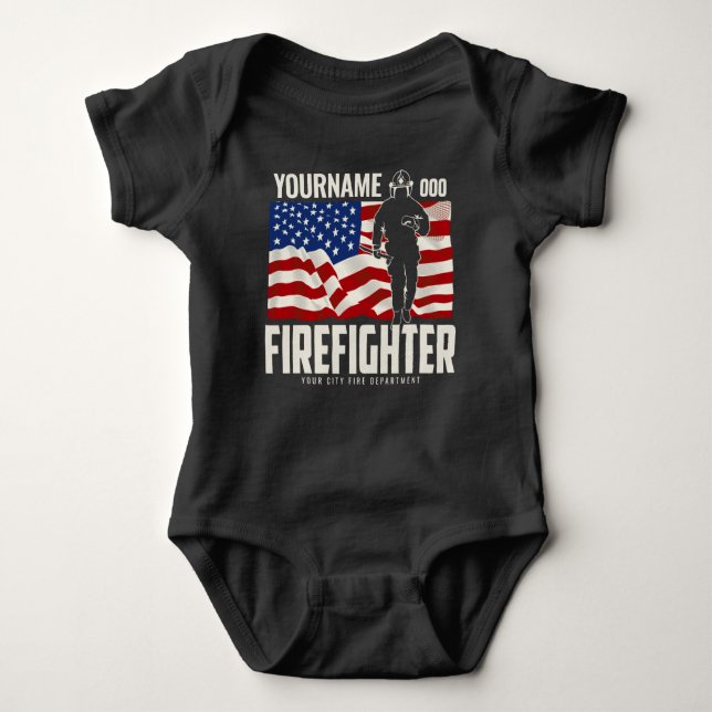 Personlig Firefighter Rädding USA flagga Patriotic T Shirt (Framsida)