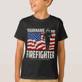 Personlig Firefighter Rädding USA flagga Patriotic T Shirt