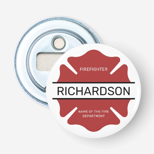 Personlig Firefighter Red Logotyp Symbol Flasköppnare (Framsidan)