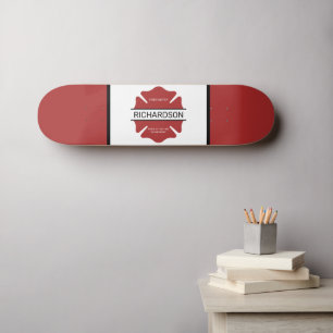 Personlig Firefighter Red Logotyp Symbol Mini Skateboard Bräda 18,5 Cm