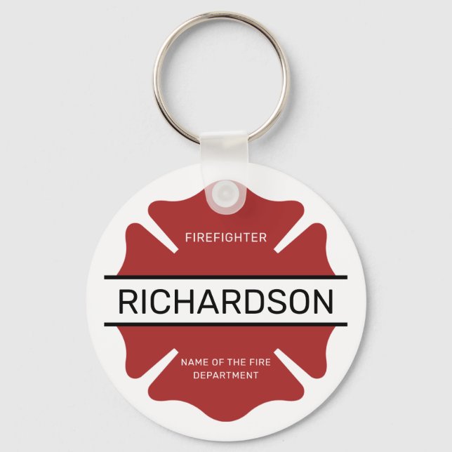 Personlig Firefighter Red Logotyp Symbol Nyckelring (Framsida)