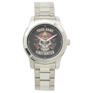Personlig Firefighter Skull Fireman Fire Dept Armbandsur