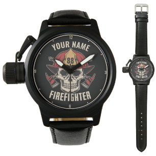 Personlig Firefighter Skull Fireman Fire Dept Armbandsur
