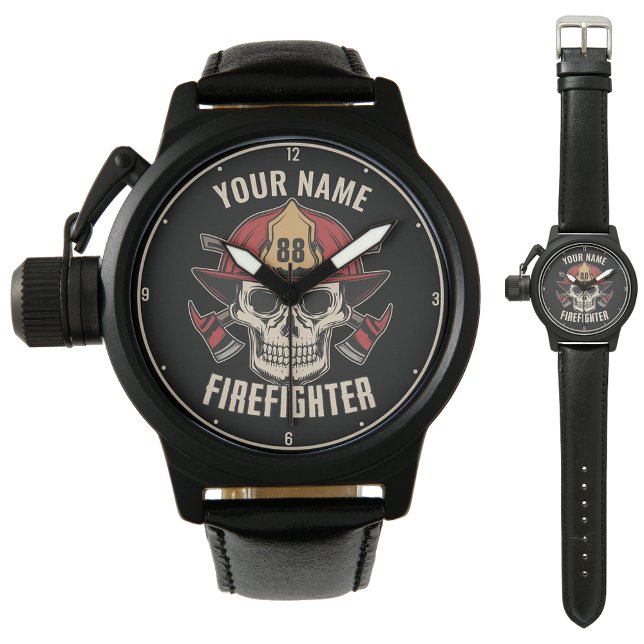Personlig Firefighter Skull Fireman Fire Dept Armbandsur (Skapare uppladdad)