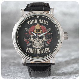 Personlig Firefighter Skull Fireman Fire Dept Armbandsur