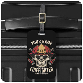 Personlig Firefighter Skull Fireman Fire Dept Bagagebricka