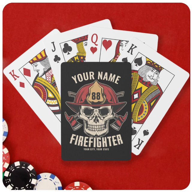 Personlig Firefighter Skull Fireman Fire Dept Casinokort (Skapare uppladdad)