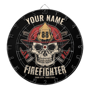Personlig Firefighter Skull Fireman Fire Dept D Darttavla