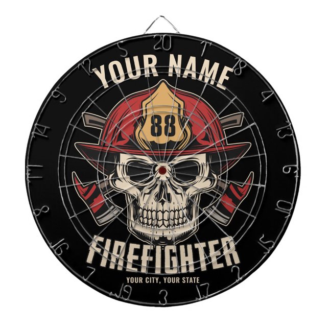 Personlig Firefighter Skull Fireman Fire Dept D Darttavla (Skapare uppladdad)