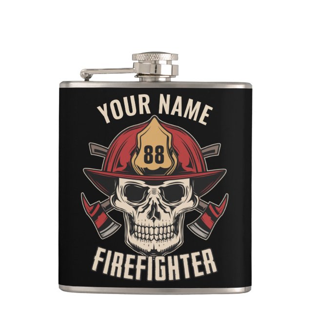 Personlig Firefighter Skull Fireman Fire Dept Fickplunta (Framsidan)