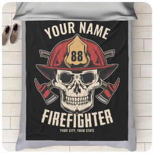 Personlig Firefighter Skull Fireman Fire Dept Fleecefilt