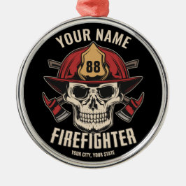 Personlig Firefighter Skull Fireman Fire Dept Julgransprydnad Metall