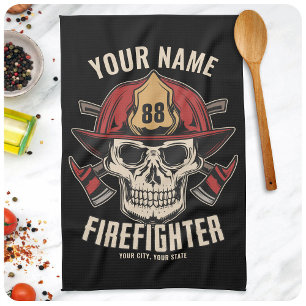 Personlig Firefighter Skull Fireman Fire Dept Kökshandduk