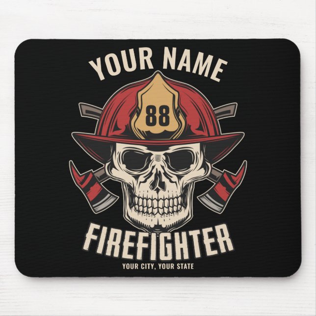 Personlig Firefighter Skull Fireman Fire Dept Musmatta (Framsidan)