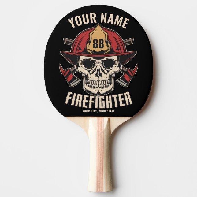 Personlig Firefighter Skull Fireman Fire Dept  Pingisracket (Framsidan)