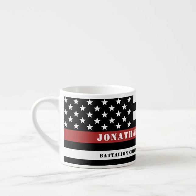 Personlig Firefighter Thin Red Line Fire Rädding Espressomugg (Vänster)