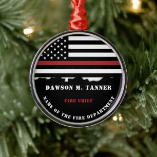 Personlig Firefighter Thin Red Line Fire Rädding Julgransprydnad Metall