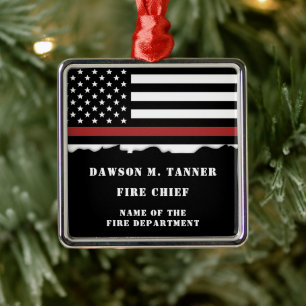 Personlig Firefighter Thin Red Line Fire Rädding Julgransprydnad Metall
