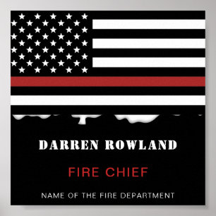 Personlig Firefighter Thin Red Line Fire Rädding Poster