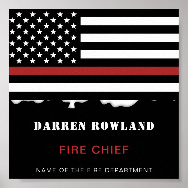 Personlig Firefighter Thin Red Line Fire Rädding Poster (Framsidan)