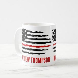 Personlig Firefighter Thin Red Line Kaffemugg