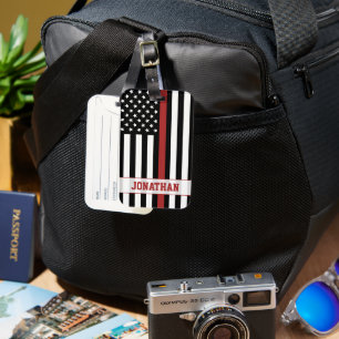 Personlig Firefighter Thin Red Line USA flagga Bagagebricka