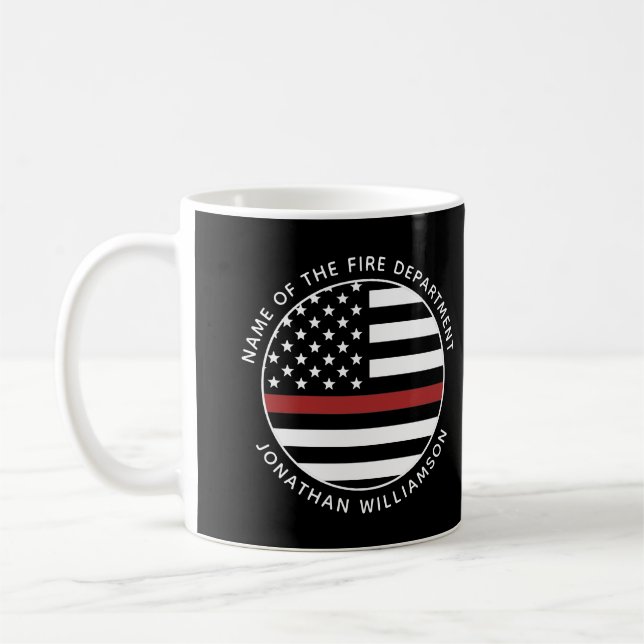 Personlig Firefighter Thin Red Line USA flagga Kaffemugg (Vänster)