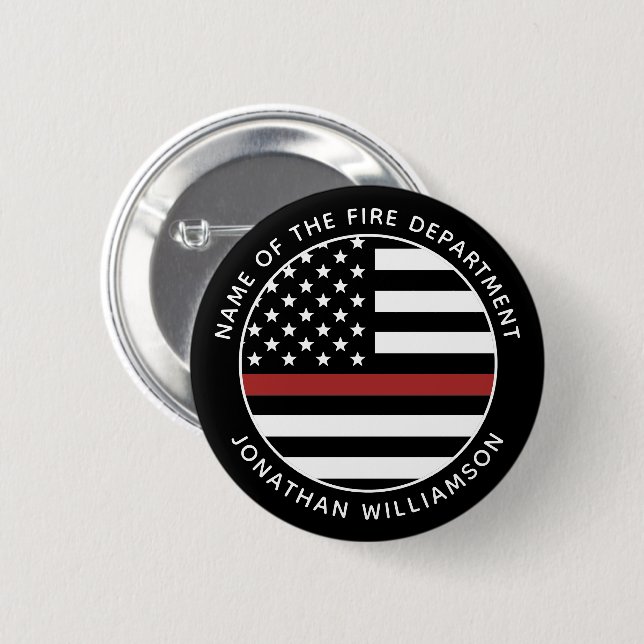 Personlig Firefighter Thin Red Line USA flagga Knapp (Framsida & baksida)