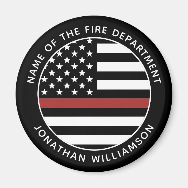 Personlig Firefighter Thin Red Line USA flagga Magnet (Framsidan)