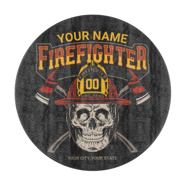 Personlig Fireman Skull Helmet Ax Firefighter  (Framsidan)
