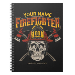 Personlig Fireman Skull Helmet Ax Firefighter Anteckningsbok