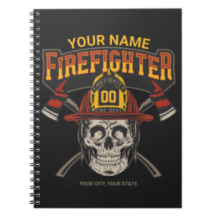 Personlig Fireman Skull Helmet Ax Firefighter Anteckningsbok