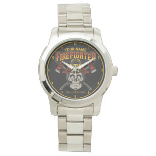Personlig Fireman Skull Helmet Ax Firefighter Armbandsur