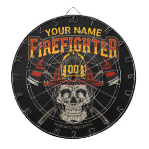 Personlig Fireman Skull Helmet Ax Firefighter  Darttavla