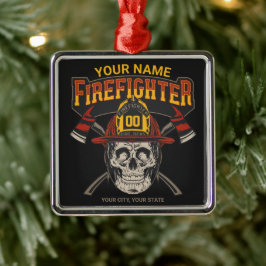 Personlig Fireman Skull Helmet Ax Firefighter Julgransprydnad Metall