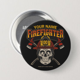 Personlig Fireman Skull Helmet Ax Firefighter Knapp