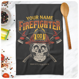 Personlig Fireman Skull Helmet Ax Firefighter Kökshandduk