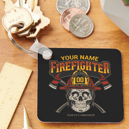 Personlig Fireman Skull Helmet Ax Firefighter Nyckelring