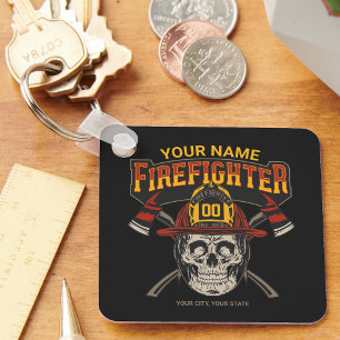 Personlig Fireman Skull Helmet Ax Firefighter Nyckelring