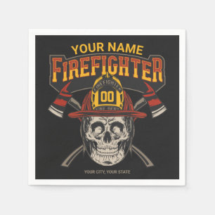 Personlig Fireman Skull Helmet Ax Firefighter Pappersservett