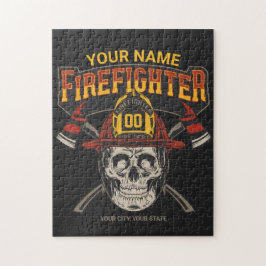 Personlig Fireman Skull Helmet Ax Firefighter Pussel