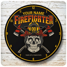 Personlig Fireman Skull Helmet Ax Firefighter Stor Klocka